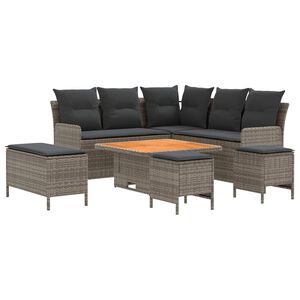 vidaXL Meubelsets 7 st Grijs en Donkergrijs PE Rattan