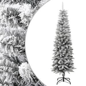 vidaXL Kunstkerstboom met sneeuw smal 180 cm PVC en PE