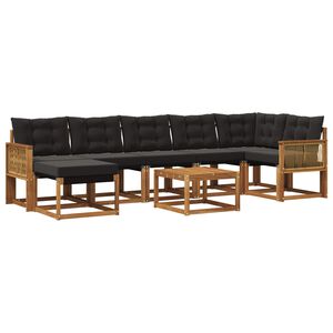 vidaXL Buiten bankenset met kussen 8 pcs Naturel en Zwart