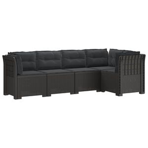 vidaXL 5-Zits Tuin Sofa met Kussens Rattan Look PP Lichtgrijs