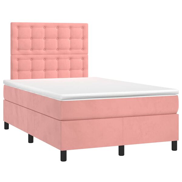 vidaXL Boxspring met matras fluweel roze 120x190 cm