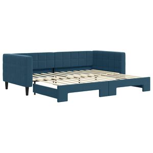 vidaXL Slaapbank met onderschuifbed 90x200 cm fluweel blauw