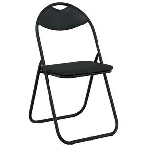 vidaXL Inklapbare stoel 8 st Nep Leer Zwart 48 x 43,5 x 81 cm