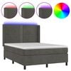 vidaXL Boxspring met matras en LED fluweel donkergrijs 140x200 cm