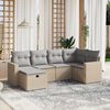 vidaXL 6-delige Loungeset met kussens poly rattan gemengd beige