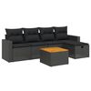vidaXL 6-delige Loungeset met kussens poly rattan zwart