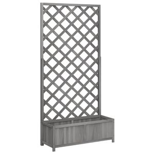 vidaXL Plantenbak met latwerk 90x35x180 cm massief vurenhout grijs