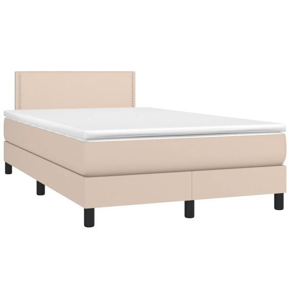 vidaXL Boxspring met matras kunstleer cappuccinokleurig 120x190 cm