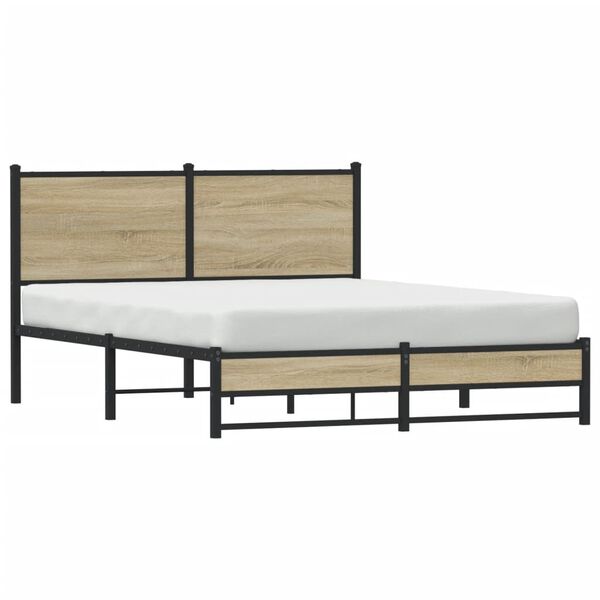 vidaXL Bedframe zonder matras metaal sonoma eikenkleurig 140x190 cm