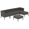 vidaXL 6-delige Loungeset met kussens poly rattan grijs