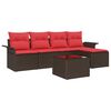 vidaXL Tuin Sofa Set met kussen 6 pcs Bruin poly rattan