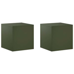 vidaXL Plantenstandaard 2 pcs Olijfgroen 40 x 40 x 40 cm Staal