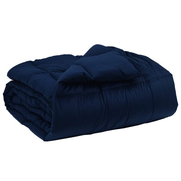 vidaXL Winter Dekbed Gekwilt Donkerblauw 155 x 200 cm Microfiber
