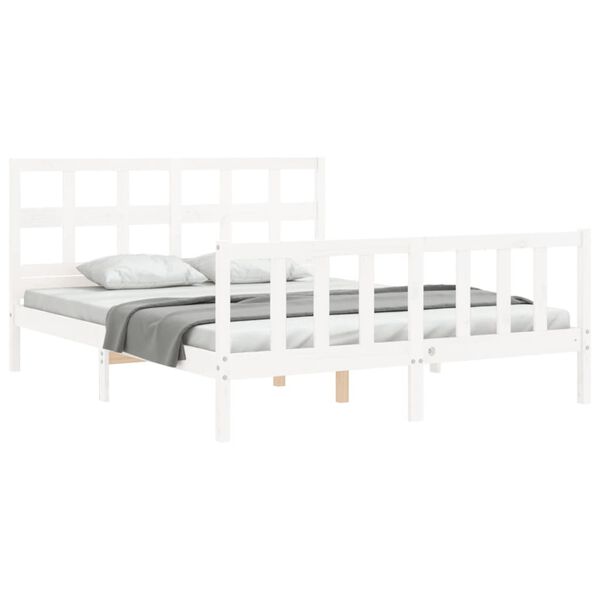 vidaXL Bedframe zonder matras massief grenenhout wit 160x200 cm