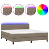 vidaXL Boxspring met matras en LED stof taupe 180x200 cm