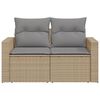 vidaXL Tuinbank 2-zits met kussens poly rattan beige