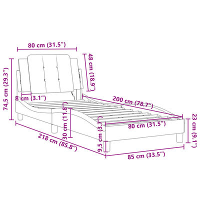 vidaXL Bedframe met hoofdbord kunstleer zwart 80x200 cm