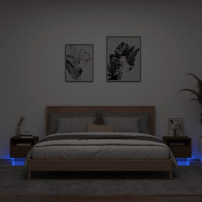 vidaXL Nachtkastjes met LED-verlichting 2 st 40x39x37 cm bruineiken
