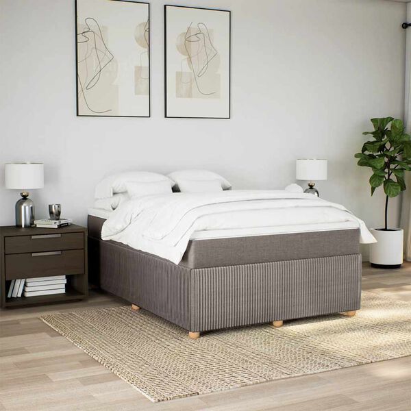 vidaXL Boxspring met matras stof taupe 160x200 cm