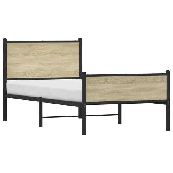vidaXL Bedframe zonder matras metaal sonoma eikenkleurig 100x200 cm