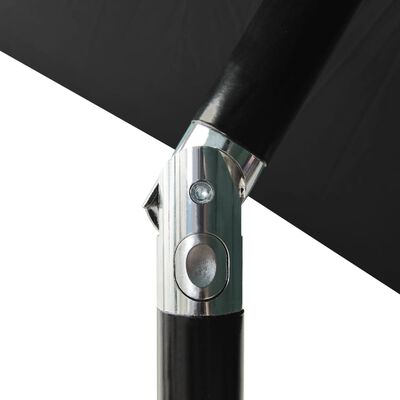 vidaXL Parasol 3-laags met aluminium paal 2 m zwart