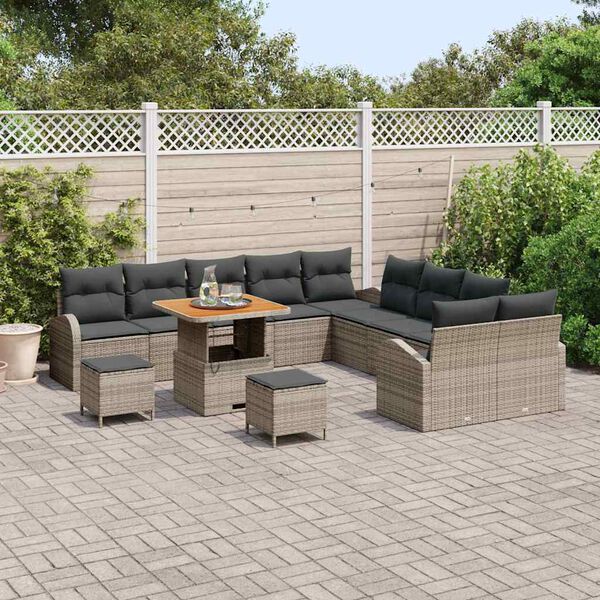 vidaXL Tuin Sofa Set met kussen 13 pcs Grijs Poly riet