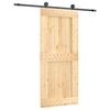 vidaXL Schuifdeur Naturel en Zwart 90 x 210 cm Massief Grenenhout