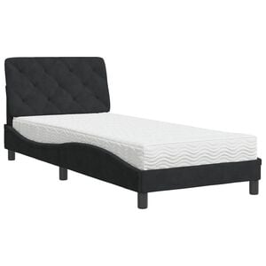 vidaXL Bed met matras fluweel zwart 90x200 cm