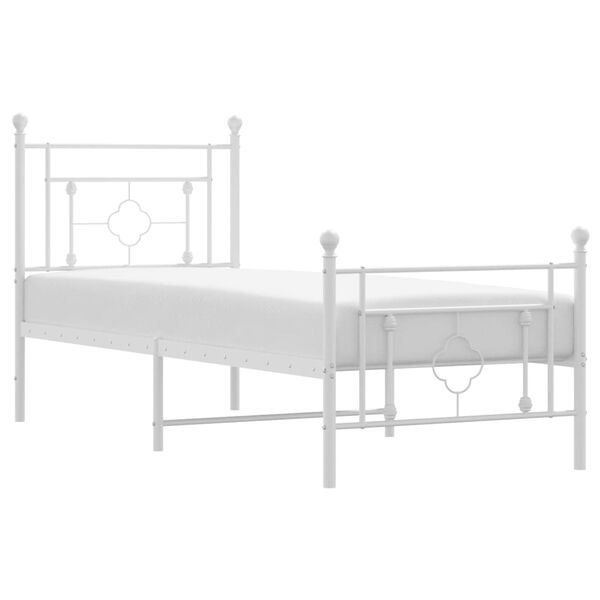 vidaXL Bedframe met hoofd- en voeteneinde metaal wit 75x190 cm