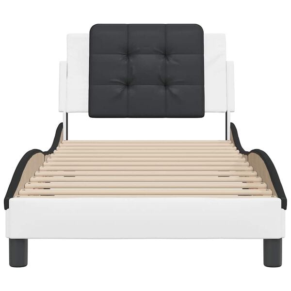 vidaXL Bedframe zonder matras "Zadar" kunstleer wit en zwart 80x200 cm