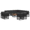 vidaXL Buiten bankenset 14 st Zwart en Donkergrijs Polyester