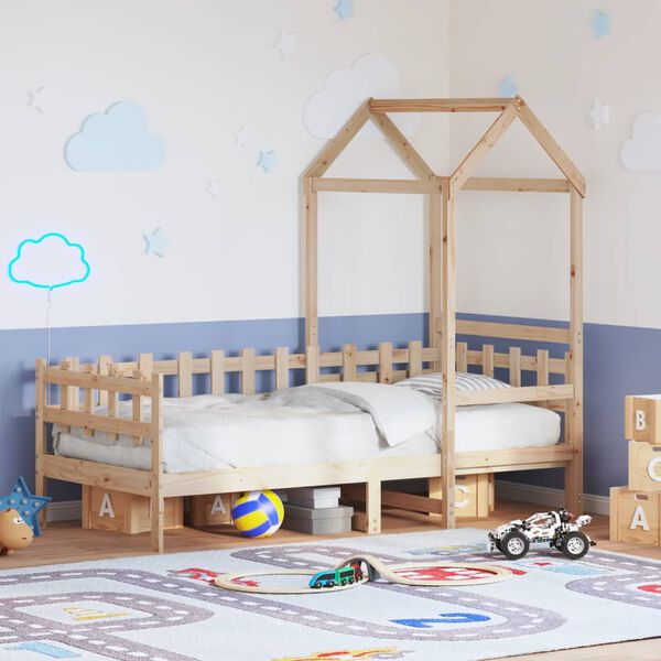 vidaXL Slaapbank met huisje 90x200 cm massief grenenhout