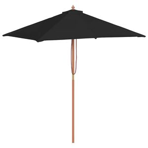 vidaXL Parasol met houten paal 150x200 cm zwart