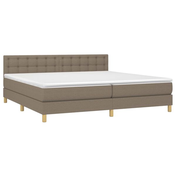 vidaXL Boxspring met matras en LED stof taupe 200x200 cm