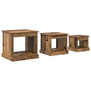 vidaXL Salontafel 3 st Oud Hout 48 x 45 x 45 cm Bewerkt hout