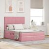 vidaXL Opslag bed met matras met matras Roze 140 x 190 cm Fluweel