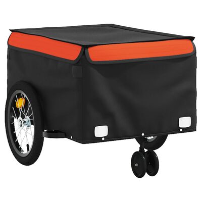 vidaXL Fietstrailer 45 kg ijzer zwart en oranje