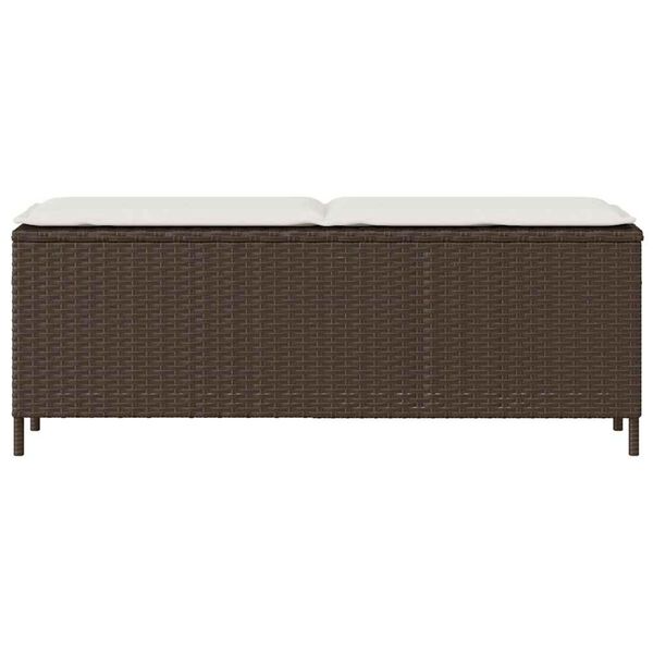 vidaXL Tuinbank met kussen 110x30x40,5 cm poly rattan bruin