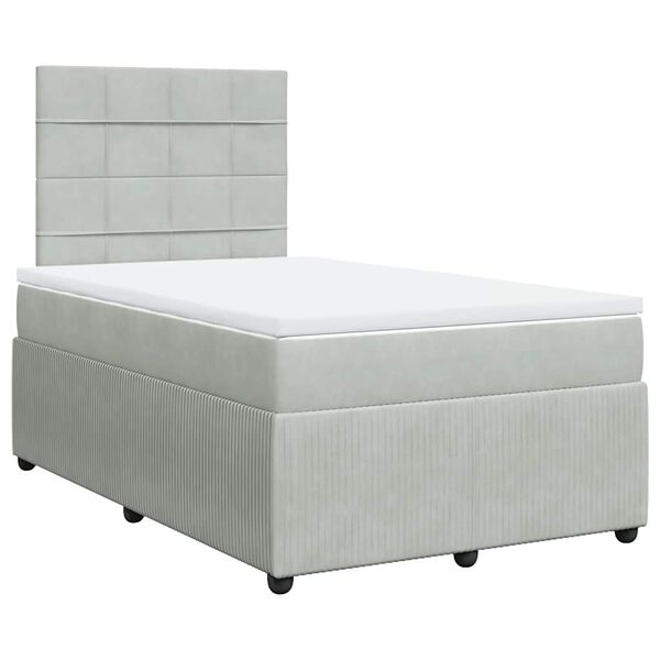 vidaXL Boxspring met matras fluweel lichtgrijs 120x190 cm