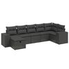 vidaXL 7-delige Loungeset met kussens poly rattan zwart