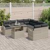 vidaXL Tuin Sofa Set met kussen 9 pcs Lichtgrijs Poly Rattan