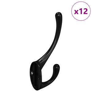 vidaXL Kledinghaak 12 st Zwart 102 x 29 x 47mm Zinklegering
