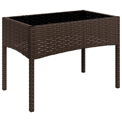 vidaXL 4-delige Loungeset met kussens poly rattan bruin