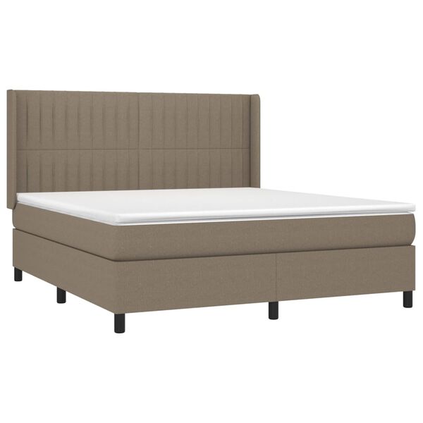 vidaXL Boxspring met matras en LED stof taupe 160x200 cm