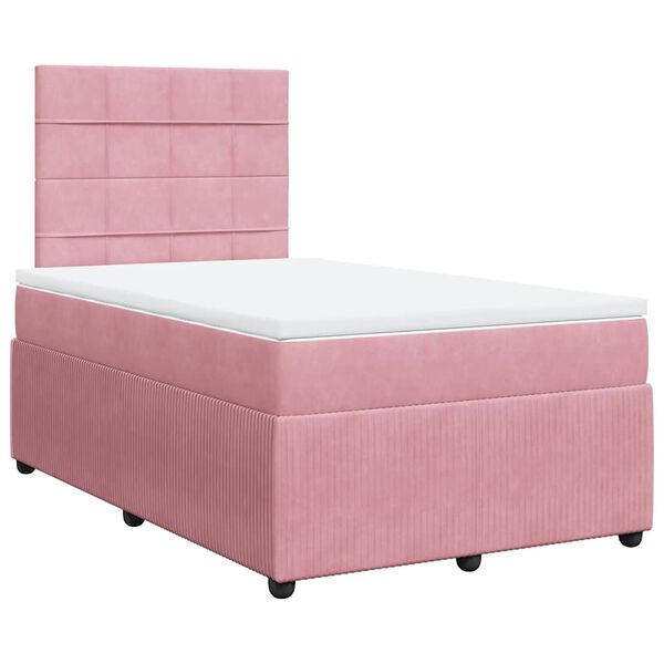 vidaXL Boxspring met matras fluweel roze 120x190 cm