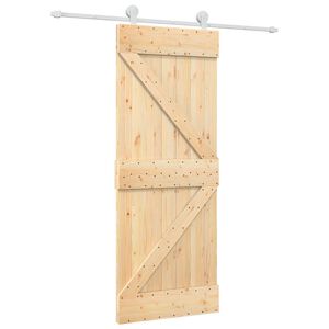 vidaXL Schuifdeur 80 x 210 cm Massief grenenhout Natuurlijk en Wit