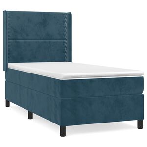 vidaXL Boxspring met matras fluweel donkerblauw 100x200 cm