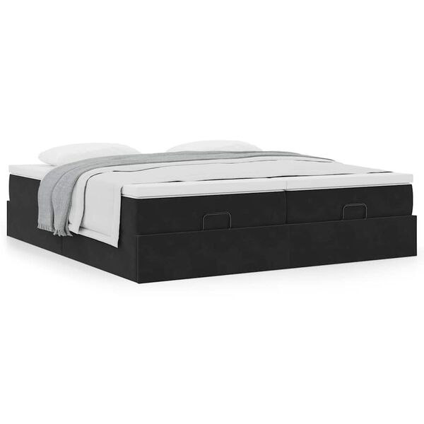 vidaXL Ottoman bed met matrassen 160x200cm fluweel zwart