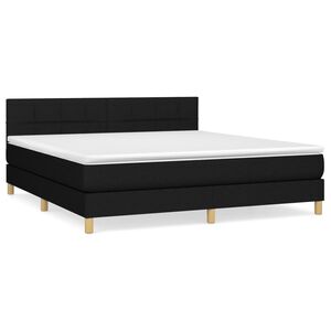 vidaXL Boxspring met matras stof zwart 180x200 cm