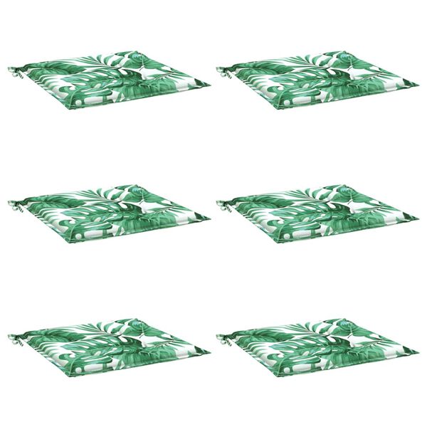 vidaXL Stoelkussens 6 st bladpatroon 40x40x4 cm stof